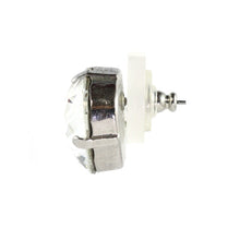Load image into Gallery viewer, Harlequin Market Austrian Crystal Faceted Large Stud Earrings - Clear - Rhodium (pierced)