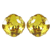 Load image into Gallery viewer, Harlequin Market Austrian Crystal Faceted Large Stud Earrings - Light Topaz - Gold (Pierced)