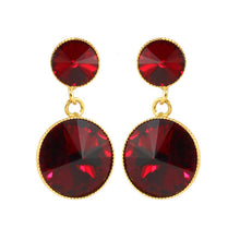 Load image into Gallery viewer, Harlequin Market Austrian Crystal Earrings - Ruby Red - Gold (Pierced)
