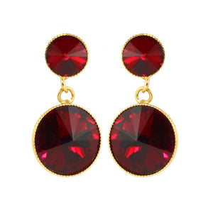 Harlequin Market Austrian Crystal Earrings - Ruby Red - Gold (Pierced)