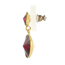 Load image into Gallery viewer, Harlequin Market Austrian Crystal Earrings - Ruby Red - Gold (Pierced)