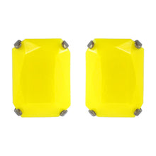 Load image into Gallery viewer, Harlequin Market Austrian Crystal Large Octagon Earrings - Yellow - Antique (Pierced)