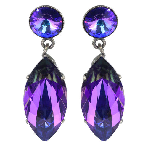Harlequin Market Austrian Crystal Drop Earrings - Heliotrope (Pierced)