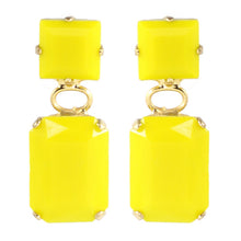 Load image into Gallery viewer, Harlequin Market Austrian Crystal Earrings - Yellow - Gold (Pierced)