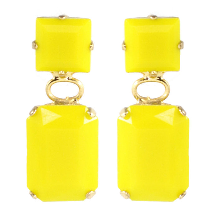 Harlequin Market Austrian Crystal Earrings - Yellow - Gold (Pierced)