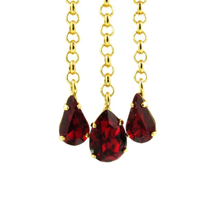 HQM Austrian Crystal -Ruby Red Chain Christmas Earrings