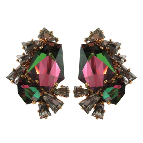 Harlequin Market Crystal Earrings - Reflective