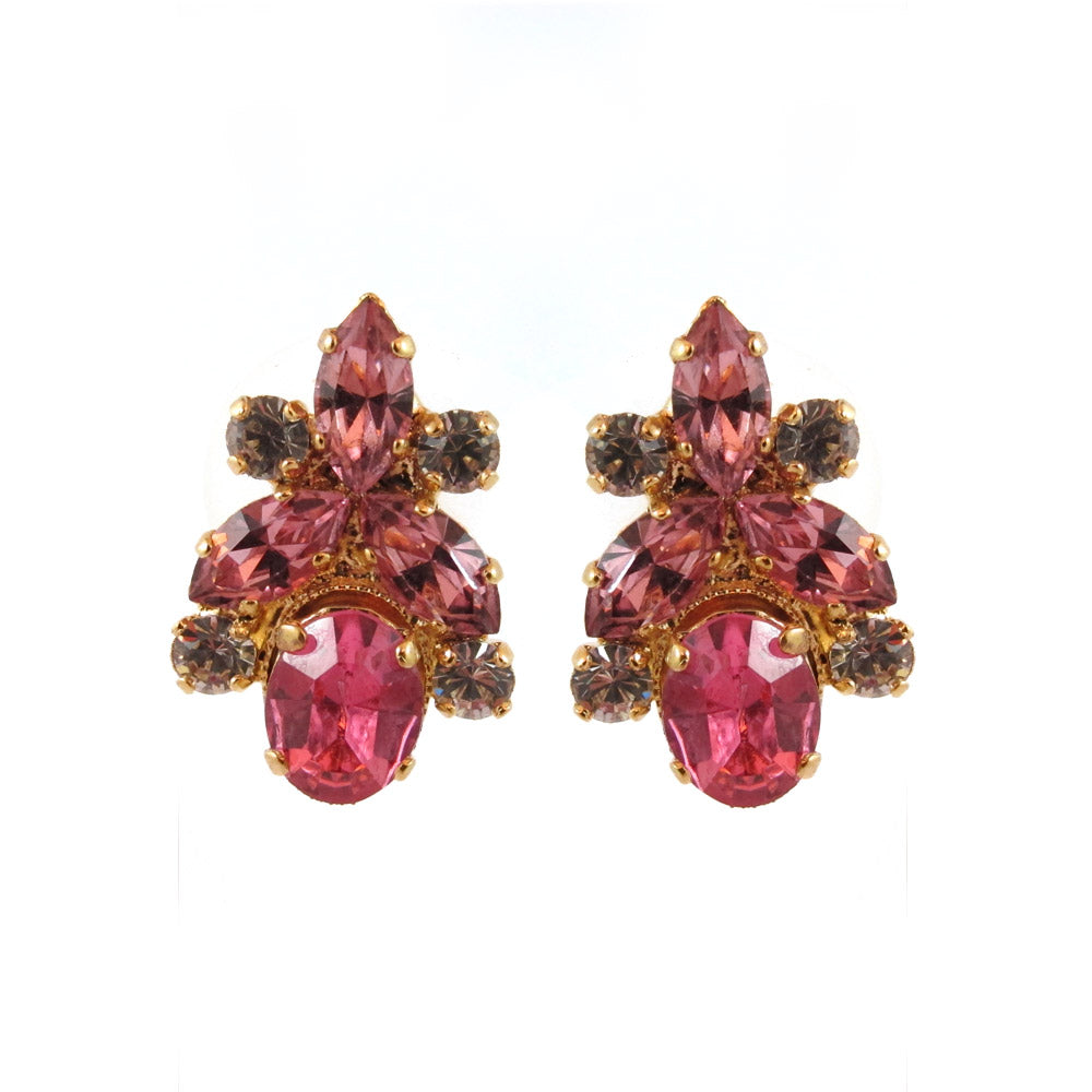 Harlequin Market Crystal Earrings - Rose + Light Rose + Clear