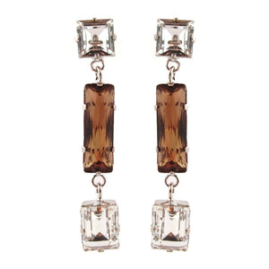 Harlequin Market Crystal Earrings - Clear + Crystal Copper