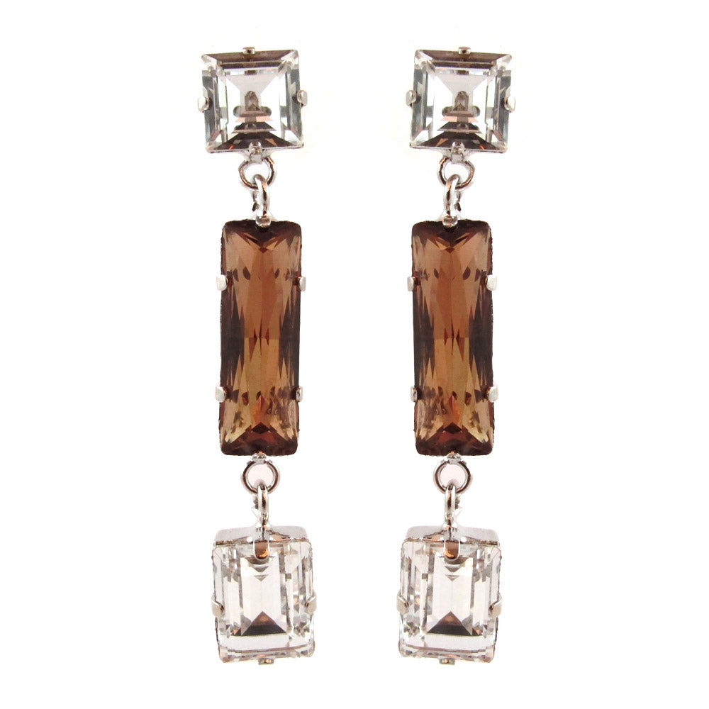 Harlequin Market Crystal Earrings - Clear + Crystal Copper