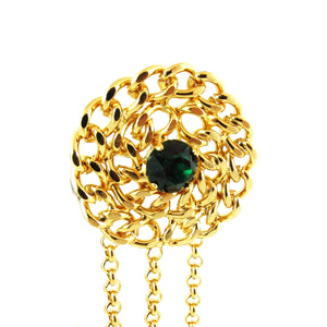 HQM Austrian Crystal - Chain Christmas Earrings - Large - Emerald-(Pierced earrings)