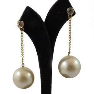 Harlequin Market | HQM faux pearl and Austrian crystal drop earrings - goldtone