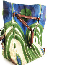 Load image into Gallery viewer, Pre Owned Miu Miu Retro Inspired Green, Blue and Tan Leather Bag c. 1990