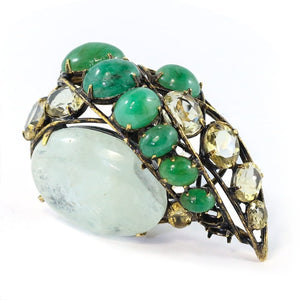 Signed 'Iradj Moini' Aquamarine and Emerald Ring