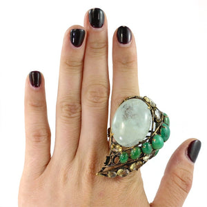 Signed 'Iradj Moini' Aquamarine and Emerald Ring