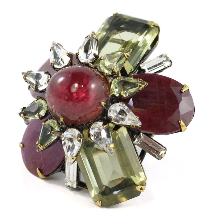 Signed 'Iradj Moini' Citrine, Ruby and Tourmaline Ring