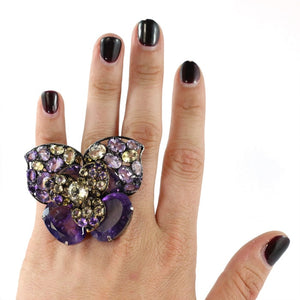 Signed 'Iradj Moini' Amethyst and Citrine Butterfly Ring