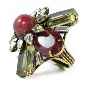 Signed 'Iradj Moini' Citrine, Ruby and Tourmaline Ring