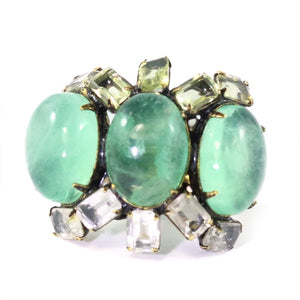 Signed Iradj Moini Emerald and Clear Crystal Ring