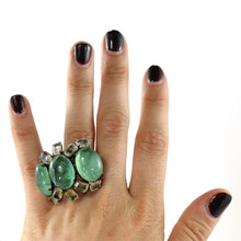 Load image into Gallery viewer, Signed Iradj Moini Emerald and Clear Crystal Ring