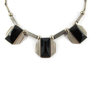 Vintage 1930's Jakob Bengel Necklace - Galalith and Chrome