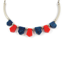 Load image into Gallery viewer, Vintage 1930&#39;s Jakob Bengel Necklace - Red and Blue Galalith and Chrome
