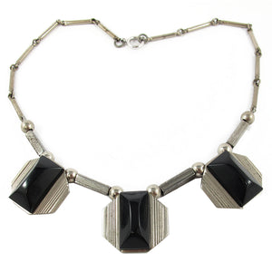 Vintage 1930's Jakob Bengel Necklace - Galalith and Chrome