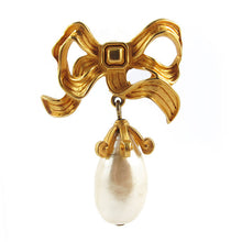 Load image into Gallery viewer, Vintage Signed &#39;Karl Lagerfeld&#39; Faux Pearl Bow Earrings c. 1970&#39;s