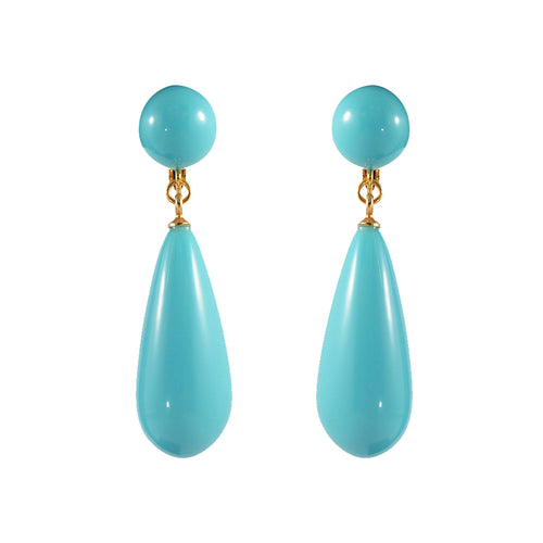 Kenneth Jay Lane KJL Signed Turquoise Resin Earrings