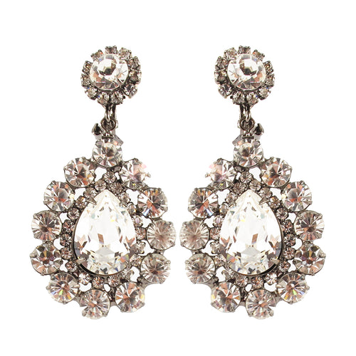 Kenneth Jay Lane KJL Signed Clear Crystal Drop Earrings