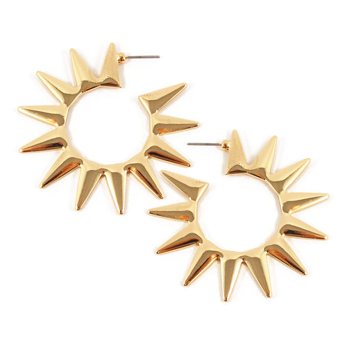 Kenneth Jay Lane KJL Gold Tone Spiked Hoop Earrings