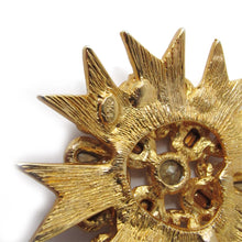 Load image into Gallery viewer, Signed Kenneth J Lane &quot;K.J L&quot; Matte gold plated crystal star burst pendant - c.1970