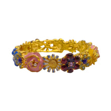 Load image into Gallery viewer, Signed Kenneth J Lane &quot;KJL&quot; Gold &amp; Multi Colour Flower Bangle