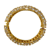 Load image into Gallery viewer, Signed Kenneth J Lane &quot;KJL&quot; Gold &amp; Crystal Faceted Oval Stone Bangle