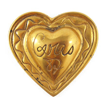 Load image into Gallery viewer, Signed Vintage Christian Lacroix Gold Tone Logo Heart Brooch c. 1990