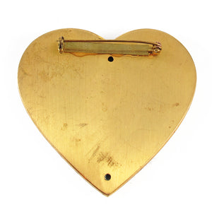 Signed Vintage Christian Lacroix Gold Tone Logo Heart Brooch c. 1990