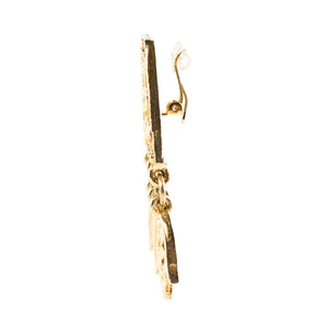 Christian Lacroix Signed Vintage Gold Tone Dangle Earrings c. 1980- (Clip-On Earrings) - Harlequin Market
