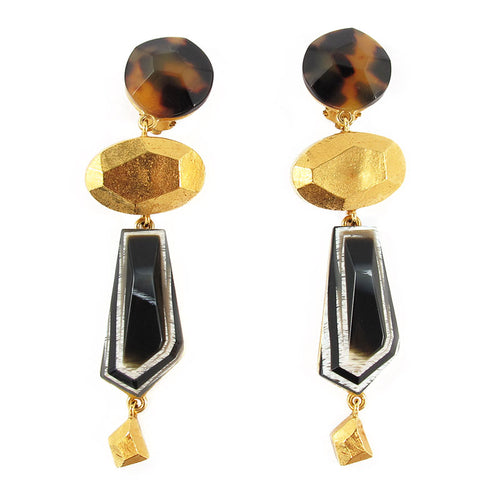 Signed Christian Lacroix long vintage clip earrings - c. 1980's