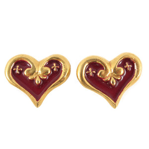 Vintage Signed "Christian Lacroix" Abstract Heart Earrings - (Clip-On Earrings)