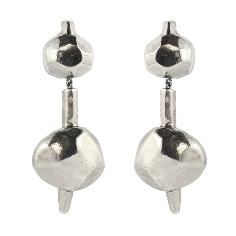 Christian Lacroix Signed Vintage Silver Tone Large Statement Earrings c. 1990 (Clip-On) - Harlequin Market