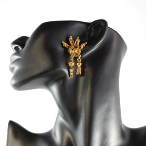 Christian Lacroix Signed Vintage Gold-tone Half Sun Earrings c.1980s - ( Clip-On Earrings) - Harlequin Market