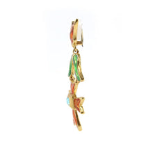 Load image into Gallery viewer, Christian Lacroix Signed Vintage 1990s Orange &amp; Green Enamelled Cross Design Statement Earrings (Clip-on) - Harlequin Market