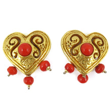 Load image into Gallery viewer, Signed Vintage Christian Lacroix Heart Earrings (clips)