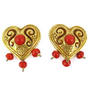 Signed Vintage Christian Lacroix Heart Earrings (clips)