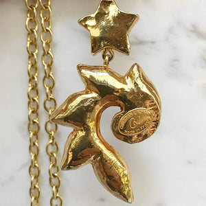 Christian Lacroix Vintage Pendant on Gold Tone Chain Link Necklace c.1990 - Harlequin Market