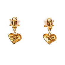 Load image into Gallery viewer, Signed Vintage Christian Lacroix Vintage Golden Sun &amp; Heart Clip On Earrings c. 1980