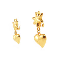 Load image into Gallery viewer, Signed Vintage Christian Lacroix Vintage Golden Sun &amp; Heart Clip On Earrings c. 1980
