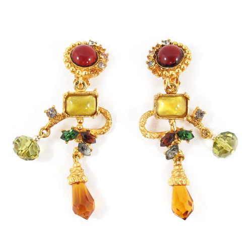 Rare Vintage Christian Lacroix Paris Hand Poured Glass Couture Earrings c. 1990