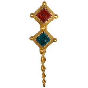 Vintage Signed 'Karl Largerfeld' Gold Plated Glass Stone Brooch