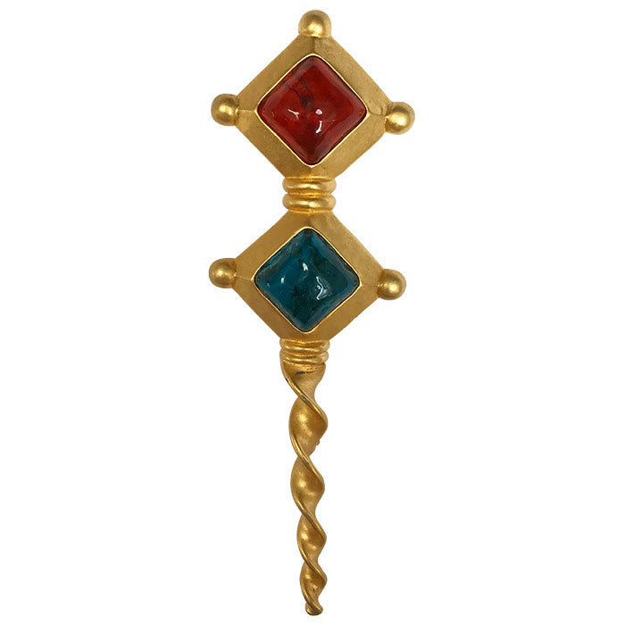 Vintage Signed 'Karl Largerfeld' Gold Plated Glass Stone Brooch